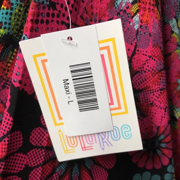 LuLaRoe Maxi Skirt floral Black background color size L LAST FINAL PRICE SALE - Picture 4 of 5